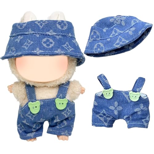 Puppenkleidung und Zubehör Kompatibel mit Labubu 17cm Plüschpuppe Klassisch Floral Blau Puppen Kleidung Sets Include Strap Pants Hut Mädchen Jungen, Puppe Puppenkleidung und Zubehör Kompatibel mit Labubu 17cm Plüschpuppe Klassisch Floral Blau Puppen Kleidung Sets Include Strap Pants Hut Mädchen Jungen, Puppe von Carreuty