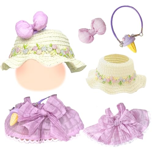 17cm Puppe Kleidung Lila Süß Puppe Kleidung Zubehör Set mit 1 Check Kleid 1 Hut 1 Schleifenhaarspange 1 Eiscreme Dekoration für Mädchen Geburtstags, Ohne Puppe 17cm Puppe Kleidung Lila Süß Puppe Kleidung Zubehör Set mit 1 Check Kleid 1 Hut 1 Schleifenhaarspange 1 Eiscreme Dekoration für Mädchen Geburtstags, Ohne Puppe von Carreuty