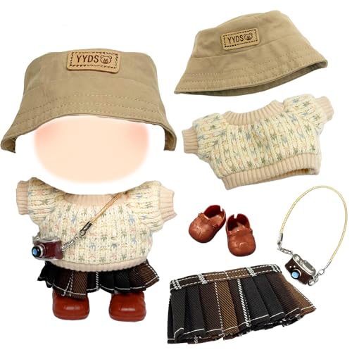 17cm Puppe Kleidung Zubehör Set mit 1 Gestricktes Oberteil 1 Karierter Rock 1 Hut 1 Kameraanhänger 1 Schuhe für Mädchen Geburtstags, Ohne Puppe 17cm Puppe Kleidung Zubehör Set mit 1 Gestricktes Oberteil 1 Karierter Rock 1 Hut 1 Kameraanhänger 1 Schuhe für Mädchen Geburtstags, Ohne Puppe von Carreuty