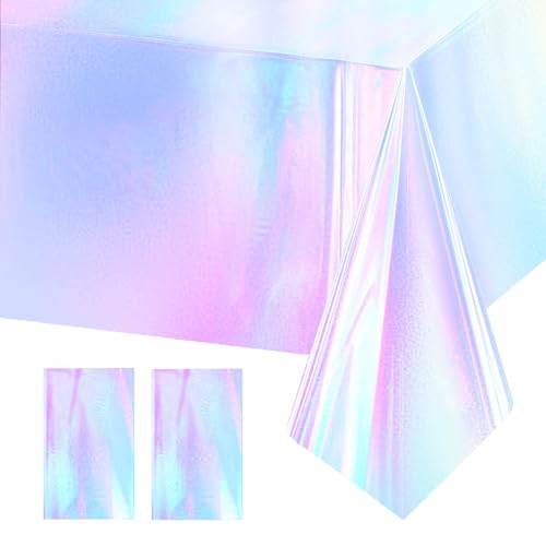 2 Schillernde Kunststoff-Tischdecken, Bunt Party Tischdecke Glänzende Bunt Geburtstag Tischdecke Wasserdicht Plastik Holografische Folie Tischdecke Schillernde Weihnachten Party-Dekoration, 137*274cm 2 Schillernde Kunststoff-Tischdecken, Bunt Party Tischdecke Glänzende Bunt Geburtstag Tischdecke Wasserdicht Plastik Holografische Folie Tischdecke Schillernde Weihnachten Party-Dekoration, 137*274cm von Carreuty
