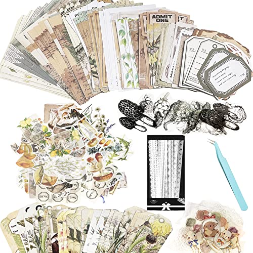 290 Stück Ästhetische Scrapbooking Sticker Set, DIY Papier Dekoration Washi Aufkleber Anlage Journaling Supplies Aufkleber Papier Kit Scrapbook Zubehör für Tagebuch Kalender（Fantasy-Waldleben) von Carreuty