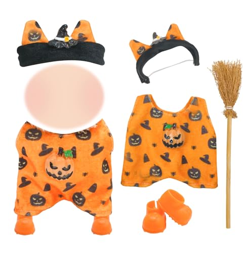 4 Stück 17cm Kleidung für Puppe Halloween Puppenkleidung & Puppenzubehör für 17cm Plüschtiere Niedliches Kürbis-Outfit mit Overall Hut Schuhe Besen Wasserkocher für Jungen Mädchen Geschenke 4 Stück 17cm Kleidung für Puppe Halloween Puppenkleidung & Puppenzubehör für 17cm Plüschtiere Niedliches Kürbis-Outfit mit Overall Hut Schuhe Besen Wasserkocher für Jungen Mädchen Geschenke von Carreuty