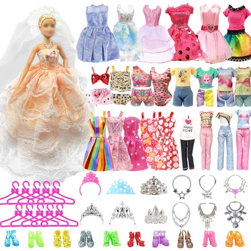 42 Puppen Kleidung und Zubehör, Kompatibel mit Barbie 1 Hochzeitskleid 3 Normale Kleider 1 Badeanzug 5 Neckholderkleider 32 Accessoires Krone Halskette Kleiderbügel Schuhe für 11,5 Zoll Puppen 42 Puppen Kleidung und Zubehör, Kompatibel mit Barbie 1 Hochzeitskleid 3 Normale Kleider 1 Badeanzug 5 Neckholderkleider 32 Accessoires Krone Halskette Kleiderbügel Schuhe für 11,5 Zoll Puppen von Carreuty