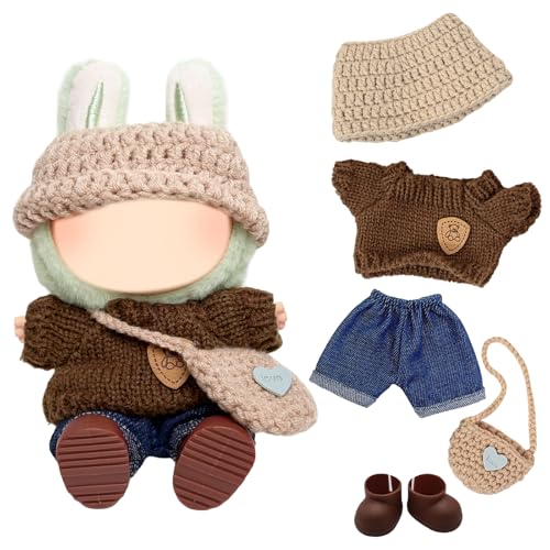 5 Stück Puppe Kleidung Kompatibel mit Labubu 17cm Puppen, braun Puppe Outfit Zubehör-Sets enthalten 1 Pullover 1 Hose 1 Hut 1 Schuhe 1 Tasche Mädchen Puppe 5 Stück Puppe Kleidung Kompatibel mit Labubu 17cm Puppen, braun Puppe Outfit Zubehör-Sets enthalten 1 Pullover 1 Hose 1 Hut 1 Schuhe 1 Tasche Mädchen Puppe von Carreuty