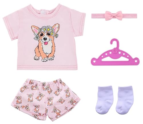 5 Stück Kleidung Outfits für 14-18 Zoll Baby Puppen, 35-45cm Baby Puppenkleidung Outfits 1 süßes rosa Kurzarmshir 1 Welpenshorts 1 Haarband 1 Kleiderbügel 1 Socke Geburtstagsgeschenk für Mädchen 5 Stück Kleidung Outfits für 14-18 Zoll Baby Puppen, 35-45cm Baby Puppenkleidung Outfits 1 süßes rosa Kurzarmshir 1 Welpenshorts 1 Haarband 1 Kleiderbügel 1 Socke Geburtstagsgeschenk für Mädchen von Carreuty
