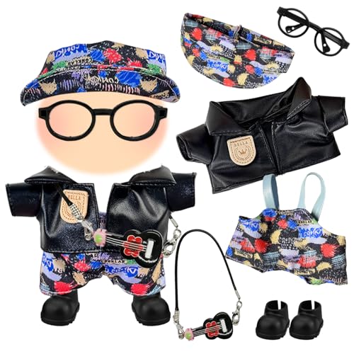 6 Stück Kleidung für 17 cm Plüschpuppen, Schwarze Rocker Bekleidung Puppenkleidung Outfits Zubehör umfasst 1 Lederjacke 1 Hose 1 Hut 1 Brille 1 Paar Schuhe und 1 Gitarre, ohne Puppe 6 Stück Kleidung für 17 cm Plüschpuppen, Schwarze Rocker Bekleidung Puppenkleidung Outfits Zubehör umfasst 1 Lederjacke 1 Hose 1 Hut 1 Brille 1 Paar Schuhe und 1 Gitarre, ohne Puppe von Carreuty