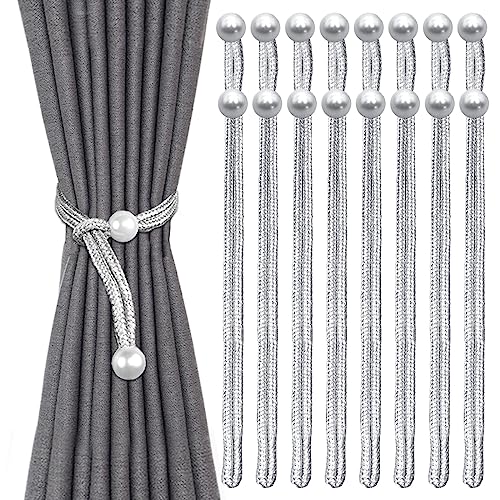 8 Stück Vorhang Raffhalter, 44cm Raffhalter für Vorhänge, Gardinen Raffhalter, Grau Vorhang Halter, Baumwoll Handstrick Vorhanghalter für Home Office Fensterdekoration Outdoorvorhänge Dekorativ von Carreuty
