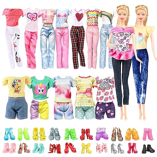30 Kleidung Kompatibel mit Barbie Puppen Zubehör, Puppenkleidung inklusive 10 Kleidung 10 Hose 20 Schuhe, Geburtstagsgeschenke 11,5 Zoll Mädchen Puppe, in Zufälliger von Carreuty