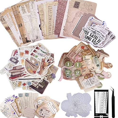 Carreuty 290 Stück Ästhetische Scrapbooking Sticker Set, DIY Papier Dekoration Washi Aufkleber Buch Journaling Supplies Aufkleber Papier Kit Scrapbook Zubehör für Tagebuch Kalender（Art Time von Carreuty