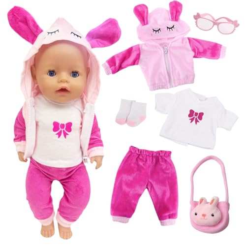 Kleidung Outfits für Baby Puppen, Kaninchen Puppenkleidung 36-45 cm mit Kapuzenjacke Kurze Ärmel Hose Taschen Brillen Socken, 12-18 Zoll Puppenkleidung Set Mädchen Geburtstag Geschenk Kleidung Outfits für Baby Puppen, Kaninchen Puppenkleidung 36-45 cm mit Kapuzenjacke Kurze Ärmel Hose Taschen Brillen Socken, 12-18 Zoll Puppenkleidung Set Mädchen Geburtstag Geschenk von Carreuty
