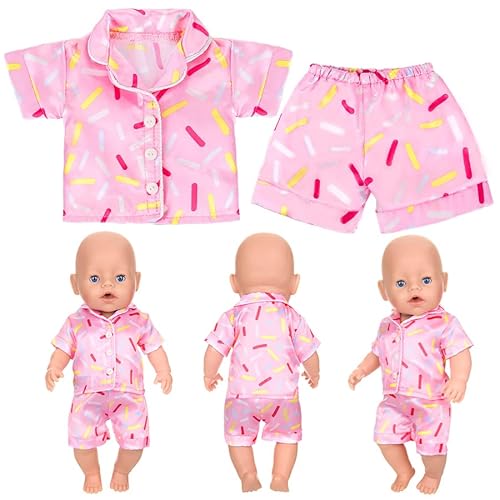 Puppenkleidung für 30-45cm Puppen Puppenzubehör Puppen für Mädchen Kleidung Pyjamas Outfit mit Socken für Kindes Geburtstag Babypuppen EIN Schlafanzug Bekleidungs Set für Puppen von Carreuty