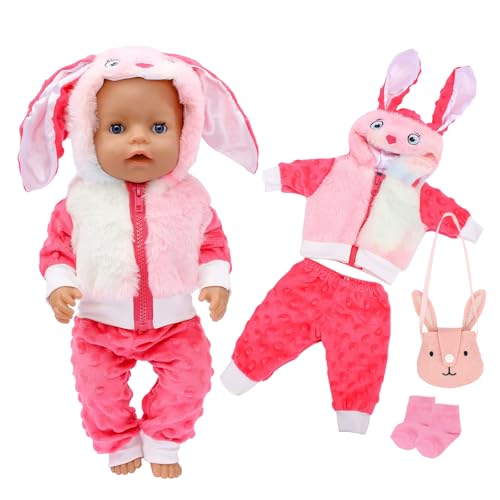 Puppenkleidungs Outfits für Baby Puppen, Puppenkleider Set Kleidung Puppenkleidung für 30-45 cm große Puppen puppenzubehör mit Socke，Haarband, für 12–18 Zoll große Puppen (Keine Puppe) von Carreuty