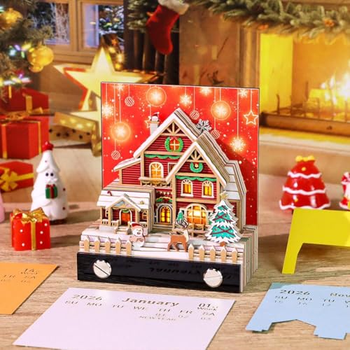 3D Kalender 2026 Einzigartige Papierskulptur Sticks, 2026 Weihnachtshaus Kreative Tear Away Papier Schnitzerei Kunst Notizblock, 3D Notizblock und Uhr Kunst Desktop Kalender, Kreatives Geschenk für 3D Kalender 2026 Einzigartige Papierskulptur Sticks, 2026 Weihnachtshaus Kreative Tear Away Papier Schnitzerei Kunst Notizblock, 3D Notizblock und Uhr Kunst Desktop Kalender, Kreatives Geschenk für von Carroterr