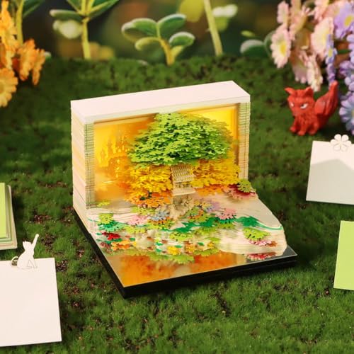 3D-Kunst-Schreibtisch-Kalender 2026, einzigartiger Papierskulptur-Kalender für Schreibtischdekoration, Papierskulptur, Baumhaus mit Lichtern, kreativer Memo-Kunstblock-Kalender, Kunstskulptur für 3D-Kunst-Schreibtisch-Kalender 2026, einzigartiger Papierskulptur-Kalender für Schreibtischdekoration, Papierskulptur, Baumhaus mit Lichtern, kreativer Memo-Kunstblock-Kalender, Kunstskulptur für von Carroterr