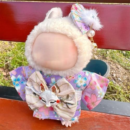 Buntes Kimono-Kleidungsset, geeignet für 17 cm Puppenkleidungszubehör (nur Kleidung, keine Puppe), traditionelle japanische Kimono-Outfits für Puppen, perfekt zum Spielen, Ausstellen und Sammlern von Carroterr
