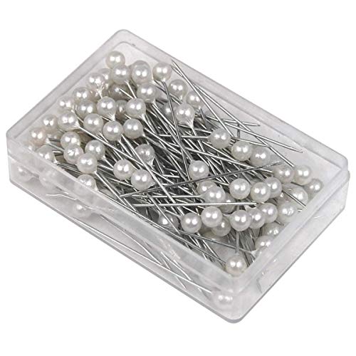 100 X Weiße Runde Perle Headed Pins Für Hochzeit Blumen Knopflöcher Corsagen Braut Floral Craft Schneiderei Schneiderin Pins von Carry stone