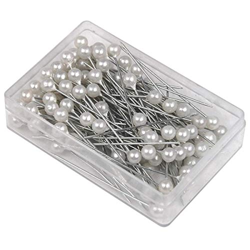 100 X Weiße Runde Perle Headed Pins Für Hochzeit Blumen Knopflöcher Corsagen Braut Floral Craft Schneiderei Schneiderin Pins von Carry stone