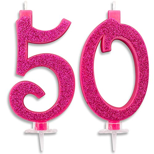 Maxi-Kerzen 50 Jahre für Kuchen Party Geburtstag 50 Jahre | Dekoration Glückwunschkerzen Hochzeit Torte 50 | Themenparty | Höhe 13 cm Fuchsia Glitter Maxi-Kerzen 50 Jahre für Kuchen Party Geburtstag 50 Jahre | Dekoration Glückwunschkerzen Hochzeit Torte 50 | Themenparty | Höhe 13 cm Fuchsia Glitter von CartaIn Net
