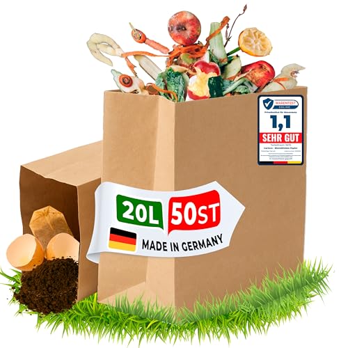 Cartevo Biomülltüten Papier 20L – 50 Stück Papiertüten kompostierbar | Nassfest & reißfest | Biomüllbeutel für Küche Biomülleimer & Biotonne | plastikfrei, umweltfreundlich Cartevo Biomülltüten Papier 20L – 50 Stück Papiertüten kompostierbar | Nassfest & reißfest | Biomüllbeutel für Küche Biomülleimer & Biotonne | plastikfrei, umweltfreundlich von Cartevo