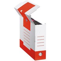 10 Cartonia Archivboxen weiß/rot 8,3 x 34,0 x 25,2 cm von Cartonia