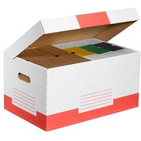 10 Cartonia Archivcontainer weiß/rot 54,8 x 36,4 x 26,8 cm von Cartonia