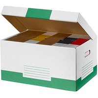 10 Cartonia Archivcontainer weiß/grün 54,8 x 36,4 x 26,8 cm von Cartonia