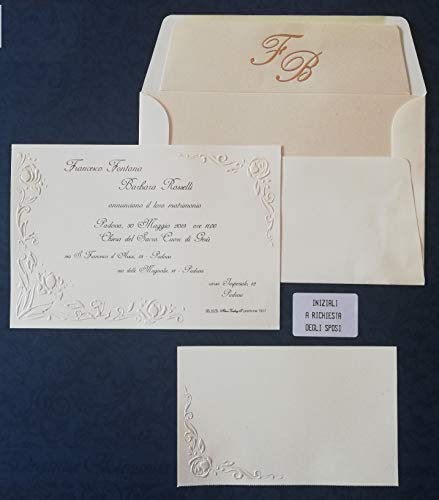 Cartotecnica Italiana Hochzeitseinladung, Code E5761, Set bestehend aus 10 Einladungen, 10 Umschlägen und 10 Geschenkkarten von Cartotecnica Italiana