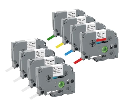 Cartridgeify Etikettenbänder compatibel met Brother P-touch tapes TZe-131 TZe-231 TZe-431 TZe-531 TZe-631 TZe-731, Bunt Bänder für PTouch Label Maker PT-D210 PT-D220 PT-D200 PT-H110 PT-D400 H100LB von Cartridgeify