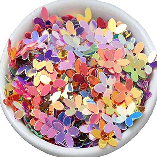Carykon 3200 Stück 10 mm fünfblättrige Blumen Glitzer in 18 Farben gemischte Verpackung, Blumen-Glitzer Handwerk von Carykon