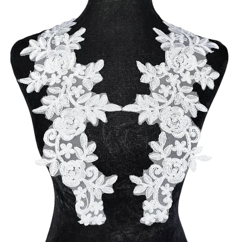 Carytalee 1 Paar 3D-Spitzenblumen-Patches zum Aufnähen auf bestickte Spitzenband-Applikation für Hochzeitskleid, Kleidung, DIY, Nähen, Basteln, Dekoration, Zubehör, Weiß, 37,8 x 10,9 cm Carytalee 1 Paar 3D-Spitzenblumen-Patches zum Aufnähen auf bestickte Spitzenband-Applikation für Hochzeitskleid, Kleidung, DIY, Nähen, Basteln, Dekoration, Zubehör, Weiß, 37,8 x 10,9 cm von Carytalee