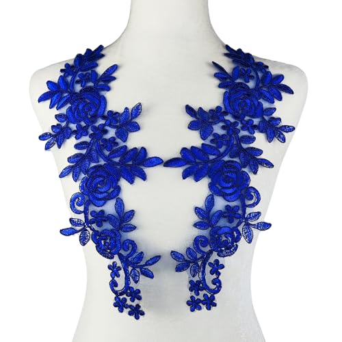 Carytalee 1 Paar 3D-Spitzenblumen-Patches zum Aufnähen auf bestickte Spitzenband-Applikation für Hochzeitskleid, Kleidung, DIY, Nähen, Handwerk, Dekoration, Zubehör, Königsblau, 37,8 x 10,9 cm Carytalee 1 Paar 3D-Spitzenblumen-Patches zum Aufnähen auf bestickte Spitzenband-Applikation für Hochzeitskleid, Kleidung, DIY, Nähen, Handwerk, Dekoration, Zubehör, Königsblau, 37,8 x 10,9 cm von Carytalee