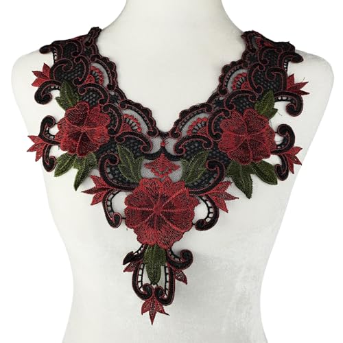 Carytalee 1 x 3D-Applikationen mit Spitze, Blumenverzierung, zum Aufnähen, Sticken, Basteln, Basteln, Rot, 38,1 x 30,6 cm Carytalee 1 x 3D-Applikationen mit Spitze, Blumenverzierung, zum Aufnähen, Sticken, Basteln, Basteln, Rot, 38,1 x 30,6 cm von Carytalee