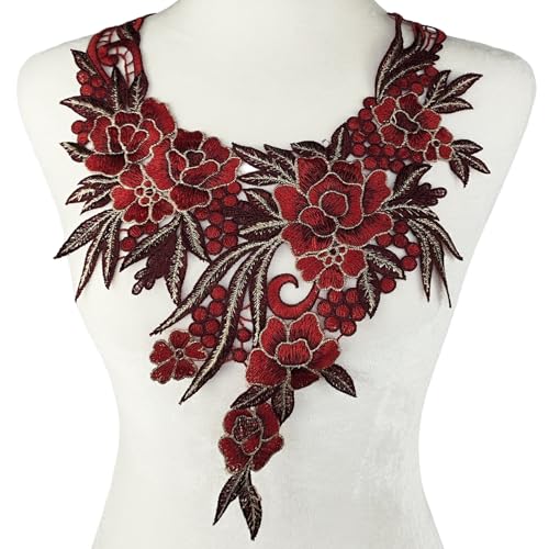 Carytalee 1 x 3D-Applikationen mit Spitze, Blumenverzierung, zum Aufnähen, Sticken, Basteln, Basteln, Rot, 39,9 x 27,9 cm Carytalee 1 x 3D-Applikationen mit Spitze, Blumenverzierung, zum Aufnähen, Sticken, Basteln, Basteln, Rot, 39,9 x 27,9 cm von Carytalee