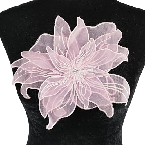 Carytalee 1 x 3D-Spitzen-Pailletten-Blume, Strass, Perlen, zum Aufnähen, bestickt, für Kleidung, Hochzeitskleid, Nähen, Applikation, Blumendekoration, Rosa, 24,9 x 24,9 cm Carytalee 1 x 3D-Spitzen-Pailletten-Blume, Strass, Perlen, zum Aufnähen, bestickt, für Kleidung, Hochzeitskleid, Nähen, Applikation, Blumendekoration, Rosa, 24,9 x 24,9 cm von Carytalee