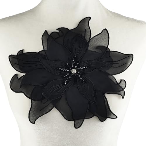 Carytalee 1 x 3D-Spitzen-Pailletten-Blume, Strass, Perlen, zum Aufnähen, bestickt, für Kleidung, Hochzeitskleid, Nähen, Applikation, Blumendekoration, schwarz, 24,9 x 24,9 cm Carytalee 1 x 3D-Spitzen-Pailletten-Blume, Strass, Perlen, zum Aufnähen, bestickt, für Kleidung, Hochzeitskleid, Nähen, Applikation, Blumendekoration, schwarz, 24,9 x 24,9 cm von Carytalee