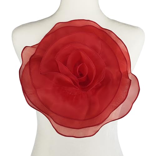 Carytalee 1 x 3D-Spitzenblumen-Applikation, bestickte Blumen, Chiffon, Blumenapplikation, Flicken für Kleidung, Zubehör, Nähen, Basteln, Hochzeitskleid, Dekoration, Rot, 27,7 x 27,7 cm Carytalee 1 x 3D-Spitzenblumen-Applikation, bestickte Blumen, Chiffon, Blumenapplikation, Flicken für Kleidung, Zubehör, Nähen, Basteln, Hochzeitskleid, Dekoration, Rot, 27,7 x 27,7 cm von Carytalee