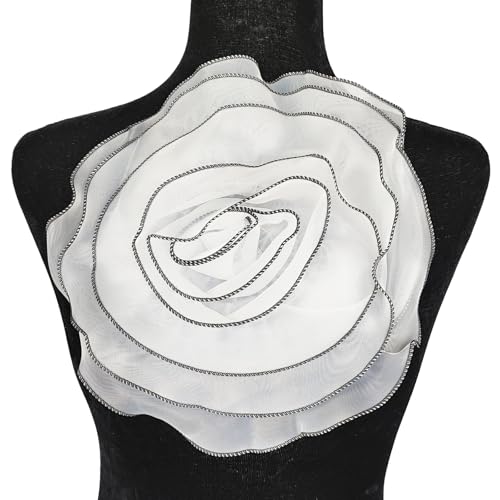 Carytalee 1 x 3D-Spitzenblumen-Applikation, bestickte Blumen, Chiffon, Blumenapplikation, Flicken für Kleidung, Zubehör, Nähen, Basteln, Hochzeitskleid, Dekoration, Weiß und Schwarz, 26,7 x 27,7 cm Carytalee 1 x 3D-Spitzenblumen-Applikation, bestickte Blumen, Chiffon, Blumenapplikation, Flicken für Kleidung, Zubehör, Nähen, Basteln, Hochzeitskleid, Dekoration, Weiß und Schwarz, 26,7 x 27,7 cm von Carytalee