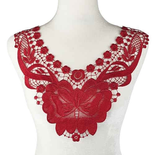 Carytalee 2 rote Spitzenapplikationen mit Blumenapplikation, zum Aufnähen, Sticken, für Bastelarbeiten, Kleidung, Hochzeitskleid, Dekoration, 35,6 x 30,6 cm Carytalee 2 rote Spitzenapplikationen mit Blumenapplikation, zum Aufnähen, Sticken, für Bastelarbeiten, Kleidung, Hochzeitskleid, Dekoration, 35,6 x 30,6 cm von Carytalee