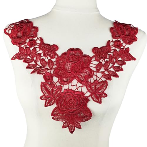 Carytalee 2 x Spitzenapplikationen zum Aufnähen auf Stickerei-Applikationen, Spitzenblumenbesatz zum Nähen, Basteln, Bekleidungszubehör, rot, 32,6 x 32,6 cm Carytalee 2 x Spitzenapplikationen zum Aufnähen auf Stickerei-Applikationen, Spitzenblumenbesatz zum Nähen, Basteln, Bekleidungszubehör, rot, 32,6 x 32,6 cm von Carytalee