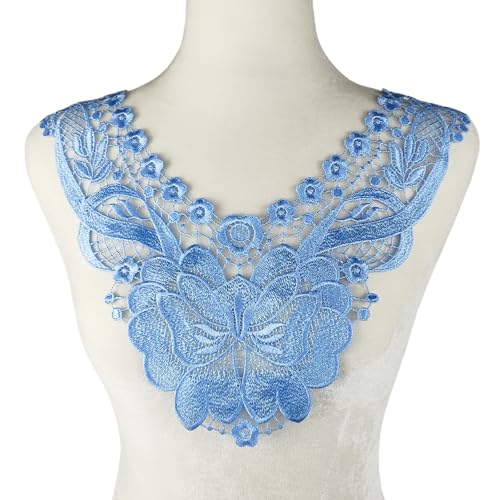 Carytalee 2 x blaue Spitzenapplikationen mit Blumenapplikationen zum Aufnähen, Sticken, für Bastelarbeiten, Kleidung, Hochzeitskleid, Dekoration, 35,6 x 30,6 cm Carytalee 2 x blaue Spitzenapplikationen mit Blumenapplikationen zum Aufnähen, Sticken, für Bastelarbeiten, Kleidung, Hochzeitskleid, Dekoration, 35,6 x 30,6 cm von Carytalee