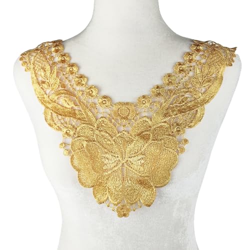 Carytalee 2 x gelbe Spitzenapplikationen mit Blumenapplikationen zum Aufnähen von Stickereien, Basteln, Kleidung, Hochzeitskleid, Dekoration, 35,6 x 30,6 cm von Carytalee