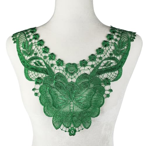 Carytalee 2 x grüne Spitzenapplikationen mit Blumenapplikationen zum Aufnähen von Stickereien, Basteln, Kleidung, Hochzeitskleid, Dekoration, 35,6 x 30,6 cm von Carytalee