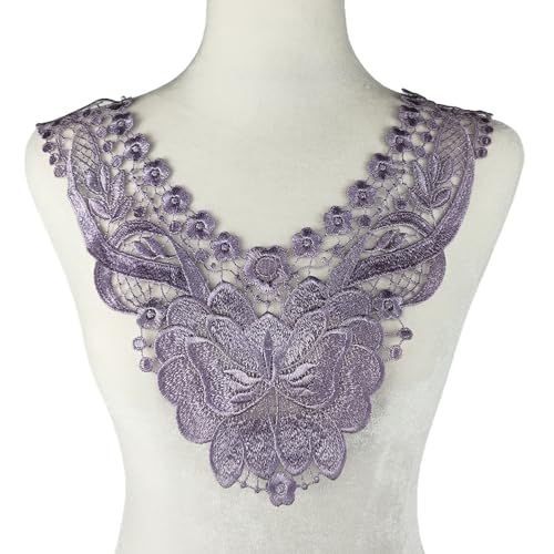 Carytalee 2 x lila Spitzenapplikationen mit Blumenapplikationen zum Aufnähen von Stickereien, Basteln, Kleidung, Hochzeitskleid, Dekoration, 35,6 x 30,6 cm von Carytalee