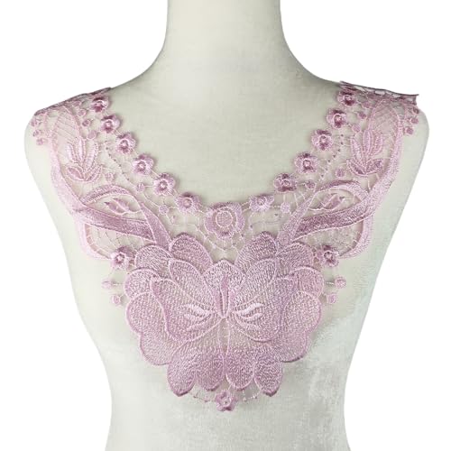 Carytalee 2 x rosa Spitzenapplikationen mit Blumenapplikationen zum Aufnähen von Stickereien, Basteln, Kleidung, Hochzeitskleid, Dekoration, 35,6 x 30,6 cm von Carytalee