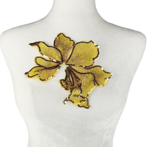 Carytalee 3 x 3D-Blumenverzierung, Stickerei, Pailletten, Spitzen-Applikationen, zum Basteln, für Hochzeit, Brautkleid, Nähen, Applikationen, Gold, 20 x 15 cm Carytalee 3 x 3D-Blumenverzierung, Stickerei, Pailletten, Spitzen-Applikationen, zum Basteln, für Hochzeit, Brautkleid, Nähen, Applikationen, Gold, 20 x 15 cm von Carytalee