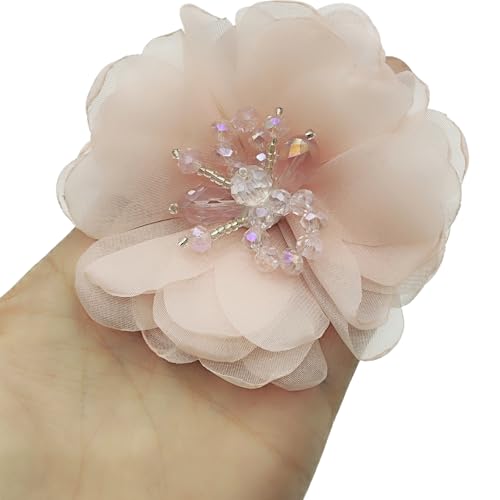Carytalee 3 x Strass-Perlen, Chiffon-Blume, bestickt, zum Aufnähen, für Bastelarbeiten, Kleidung, Hochzeitskleid, Applikation, Rosa, 7,6 cm Carytalee 3 x Strass-Perlen, Chiffon-Blume, bestickt, zum Aufnähen, für Bastelarbeiten, Kleidung, Hochzeitskleid, Applikation, Rosa, 7,6 cm von Carytalee