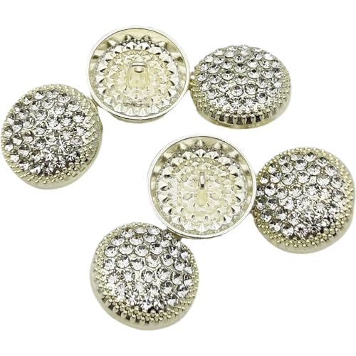 Carytalee 6 Stück Knöpfe zum Nähen mit Strasssteinen und Schaft für Kleidung, Hochzeit, Braut, Basteln, Scrapbooking, Dekoration, Knöpfe, Silber, 25 mm Carytalee 6 Stück Knöpfe zum Nähen mit Strasssteinen und Schaft für Kleidung, Hochzeit, Braut, Basteln, Scrapbooking, Dekoration, Knöpfe, Silber, 25 mm von Carytalee