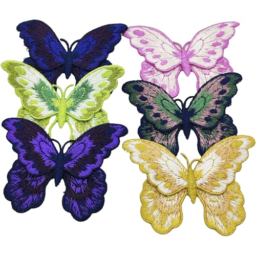 Carytalee 6 Stück bestickte Schmetterlings-Patches zum Aufbügeln auf bestickte Bordüre, Kleidung, Basteln, Braut, Hochzeitskleid, Dekoration, 80 x 60 mm von Carytalee
