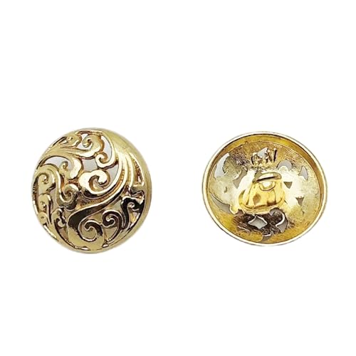 Carytalee Metallknöpfe, goldfarben, mit Metallschaft, rund, antikes Blumenmuster, 18 mm, 30 Stück von Carytalee