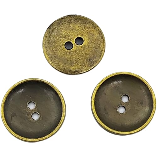 Carytalee Metallknöpfe in Antik-Optik, rund, zum Nähen, 4 Löcher, für Bastelarbeiten, Nähen, Verzierungen, Dekorationen, 17,5 mm, 20 Stück von Carytalee